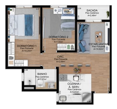 Apartamento, 2 quartos, 47 m² - Foto 3