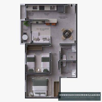 Apartamento, 2 quartos, 55 m² - Foto 2