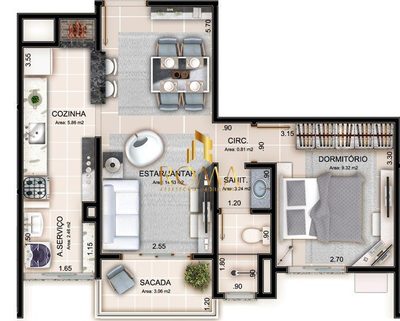 Apartamento, 1 quarto, 47 m² - Foto 2