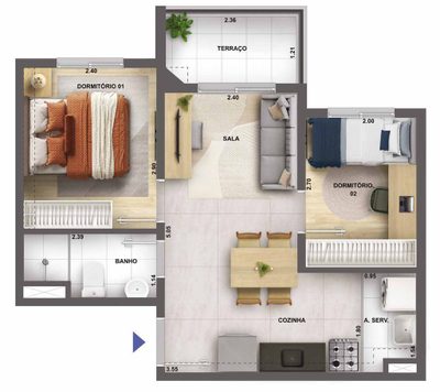 Apartamento, 2 quartos, 36 m² - Foto 2