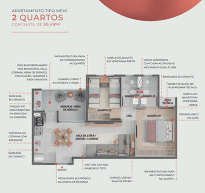 Apartamento, 2 quartos, 56 m² - Foto 3