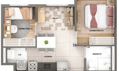 Apartamento, 2 quartos, 42 m² - Foto 2