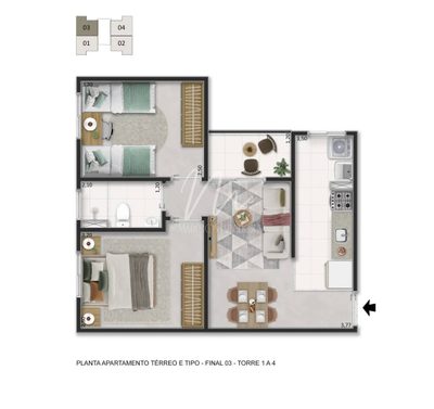 Apartamento, 2 quartos, 43 m² - Foto 4