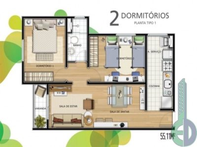 Apartamento, 2 quartos, 50 m² - Foto 2