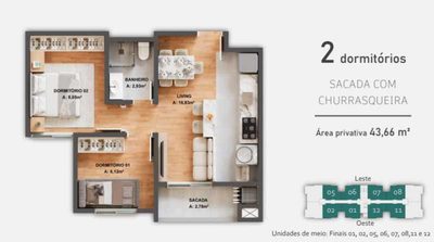 Apartamento, 2 quartos, 43 m² - Foto 1