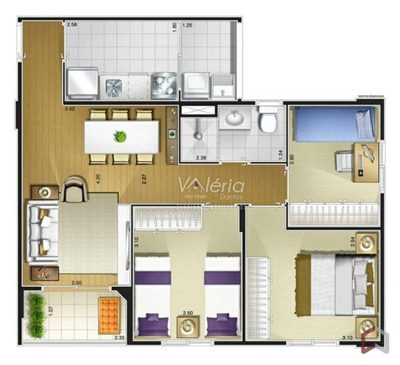 Casa, 3 quartos, 62 m² - Foto 2