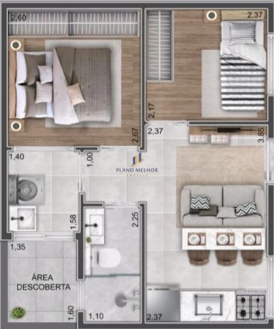 Apartamento, 2 quartos, 31 m² - Foto 2
