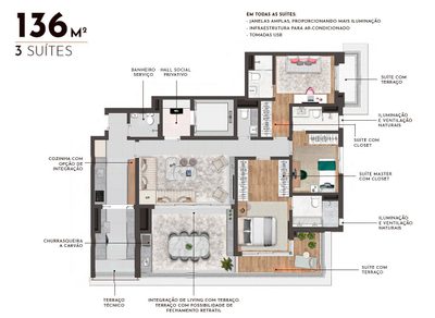 Apartamento, 3 quartos, 136 m² - Foto 3