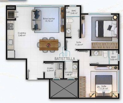 Apartamento, 2 quartos, 68 m² - Foto 2