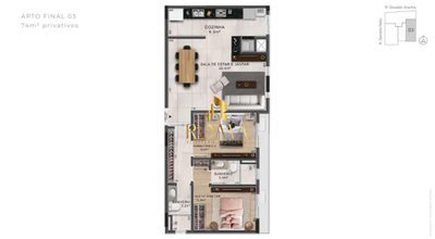 Apartamento, 2 quartos, 74 m² - Foto 3