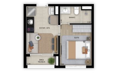 Apartamento, 1 quarto, 26 m² - Foto 3