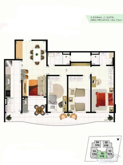 Apartamento, 3 quartos, 100 m² - Foto 3