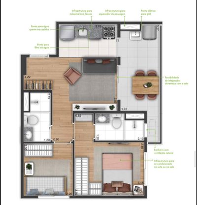 Apartamento, 2 quartos, 46 m² - Foto 1