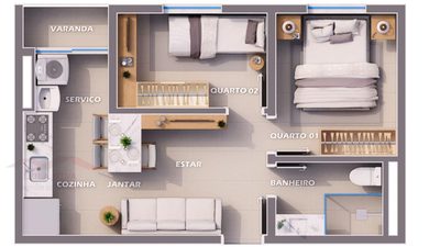 Apartamento, 2 quartos - Foto 2