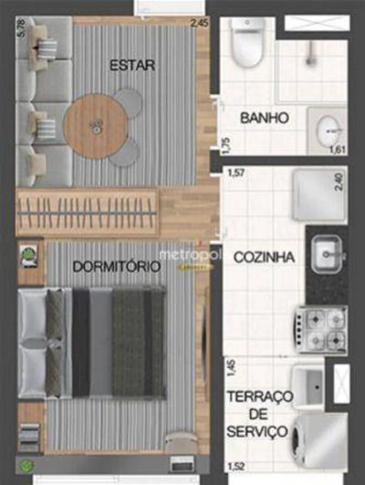 Kitnet-Studio, 29 m² - Foto 3