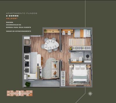 Apartamento, 2 quartos, 46 m² - Foto 1