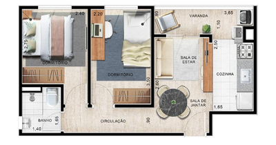 Apartamento, 1 quarto, 41 m² - Foto 1