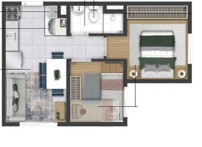 Apartamento, 2 quartos, 32 m² - Foto 2