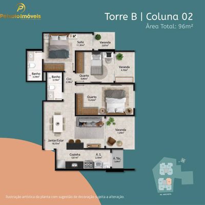 Apartamento, 3 quartos, 96 m² - Foto 2
