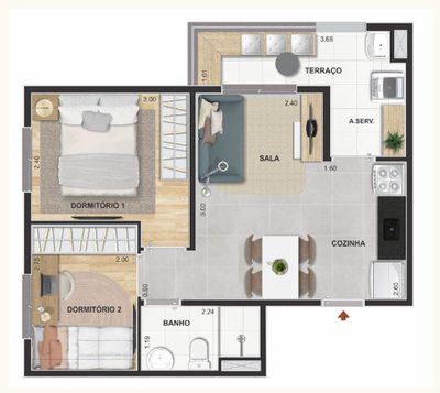 Apartamento, 2 quartos, 37 m² - Foto 5