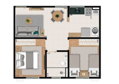 Apartamento, 2 quartos, 44 m² - Foto 2