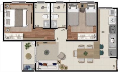 Apartamento, 2 quartos, 56 m² - Foto 2