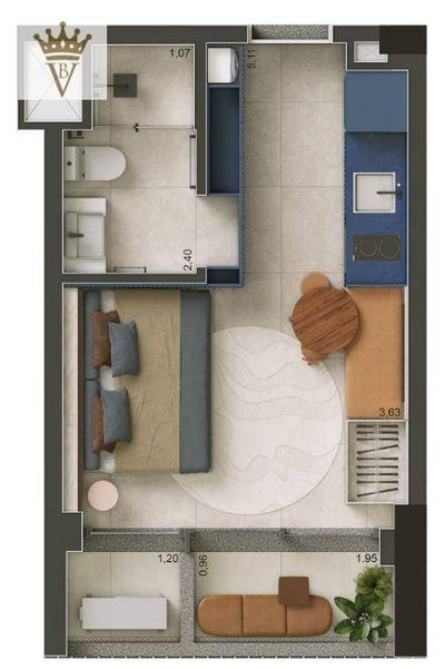 Kitnet-Studio, 25 m² - Foto 1