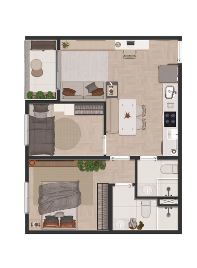 Apartamento, 2 quartos, 44 m² - Foto 2