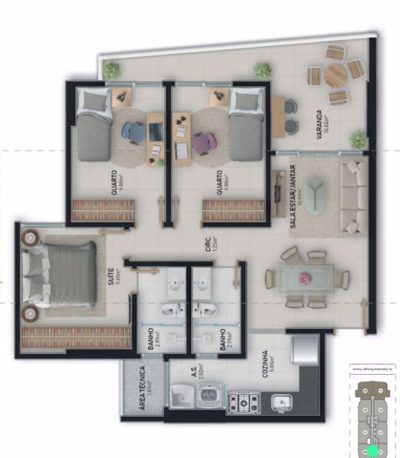 Apartamento, 3 quartos, 77 m² - Foto 3