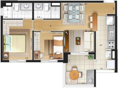 Apartamento, 2 quartos, 57 m² - Foto 1