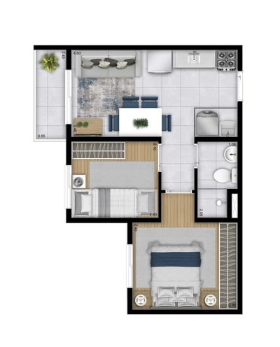 Apartamento, 1 quarto, 27 m² - Foto 2