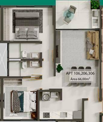 Apartamento, 2 quartos, 66 m² - Foto 2