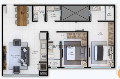 Apartamento, 2 quartos, 75 m² - Foto 2
