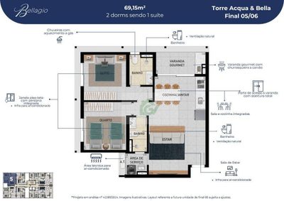 Apartamento, 2 quartos, 69 m² - Foto 2