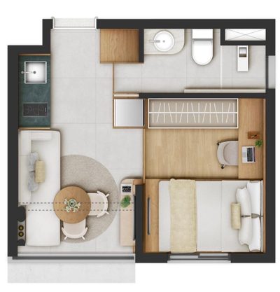 Apartamento, 1 quarto, 22 m² - Foto 2
