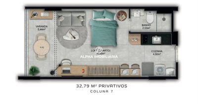 Kitnet-Studio, 33 m² - Foto 1