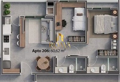 Apartamento, 2 quartos, 60 m² - Foto 2