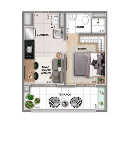 Casa, 1 quarto, 38 m² - Foto 2