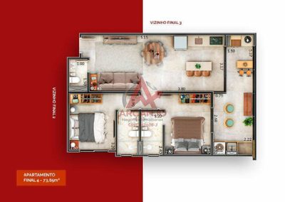 Apartamento, 2 quartos, 73 m² - Foto 3