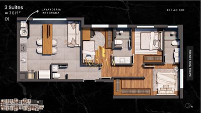Apartamento, 3 quartos, 74 m² - Foto 2