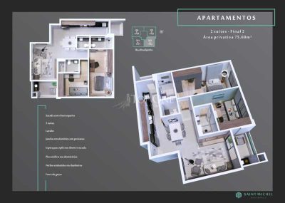 Apartamento, 2 quartos, 75 m² - Foto 2