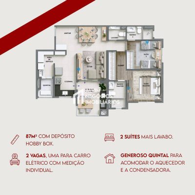 Apartamento, 2 quartos, 87 m² - Foto 2