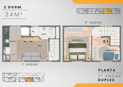 Apartamento, 2 quartos, 34 m² - Foto 2