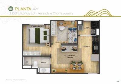 Apartamento, 2 quartos, 36 m² - Foto 1