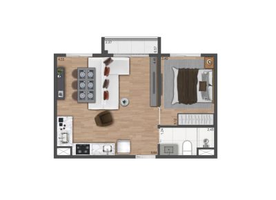 Apartamento, 2 quartos, 46 m² - Foto 4