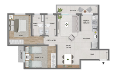Apartamento, 2 quartos, 57 m² - Foto 1