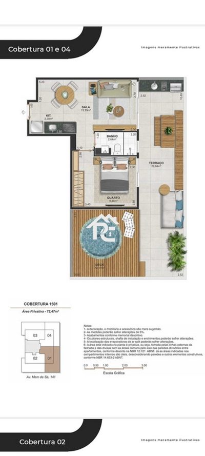 Cobertura, 1 quarto, 72 m² - Foto 3