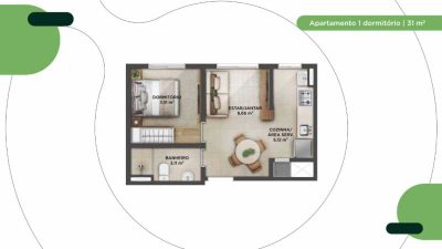 Apartamento, 1 quarto, 31 m² - Foto 1