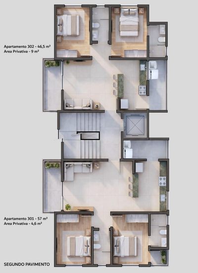 Apartamento, 2 quartos, 47 m² - Foto 2
