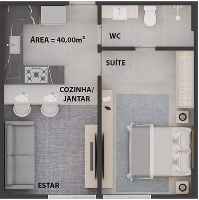 Apartamento, 1 quarto, 40 m² - Foto 2